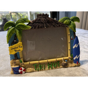 Vintage 4 x 6 Picture Frame 3D Longboat Key Florida Tiki Hut Vacation